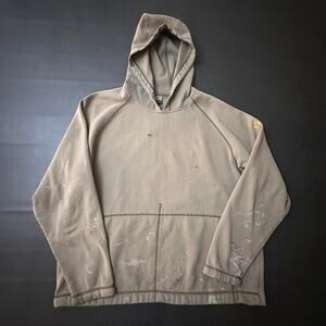 Vintage Nike Hoodie Mens XL Beige Tan Distressed Grunge Thrashed Y2k Skater Work